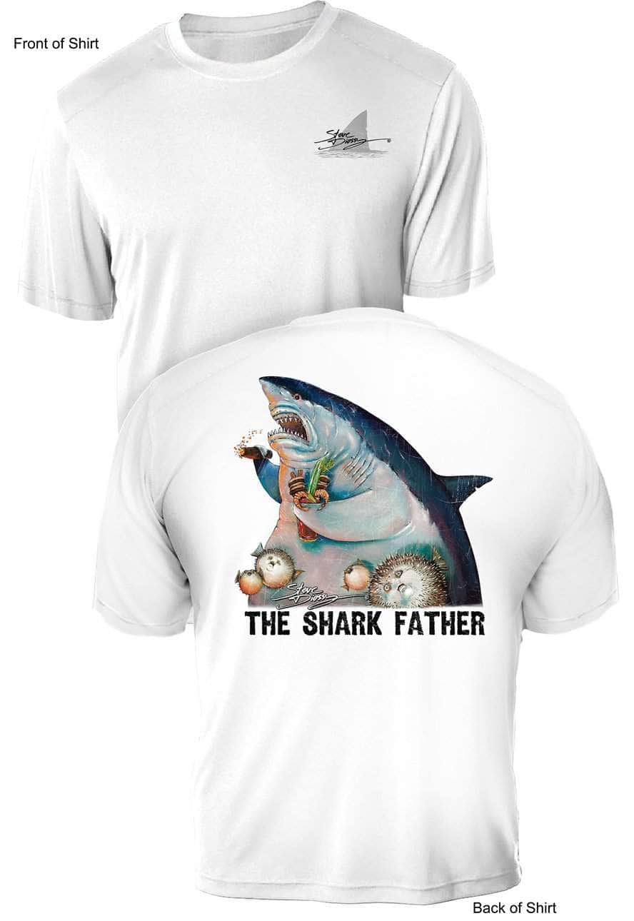 The Shark Father- UV Sun Protection Shirt - 100% Polyester - Short Sleeve UPF 50